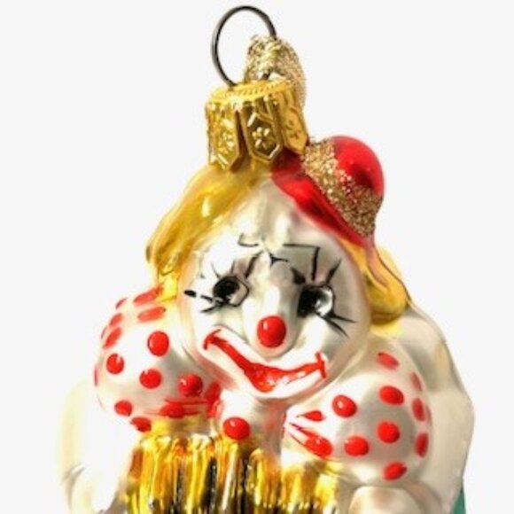 Clown Glass Christmas Ornament, 6” - Picture 2 of 5